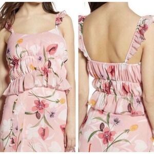 Leith Floral Ruffle Crop Top S NWT $49